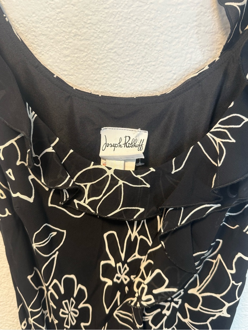 Vintage Y2K 90s Joseph Ribkoff Silk Floral Handkerchief Hem Slip Dress Black Sz6 - Picture 3 of 12